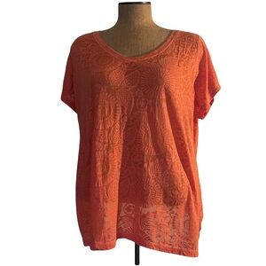 Woolrich women’s orange shirt sleeve shirt lightweight size XXL